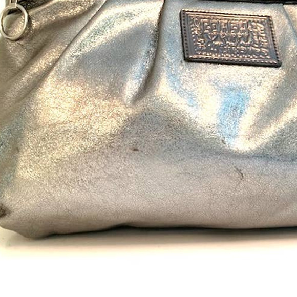 Coach Poppy Silver Pleated Metallic Leather Glam Tote Large - Picture 11 of 14